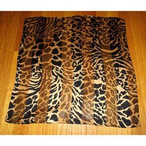 Vintage Tan & Black Leopard Print Scarf pinup retro rockabilly head scarf bow
